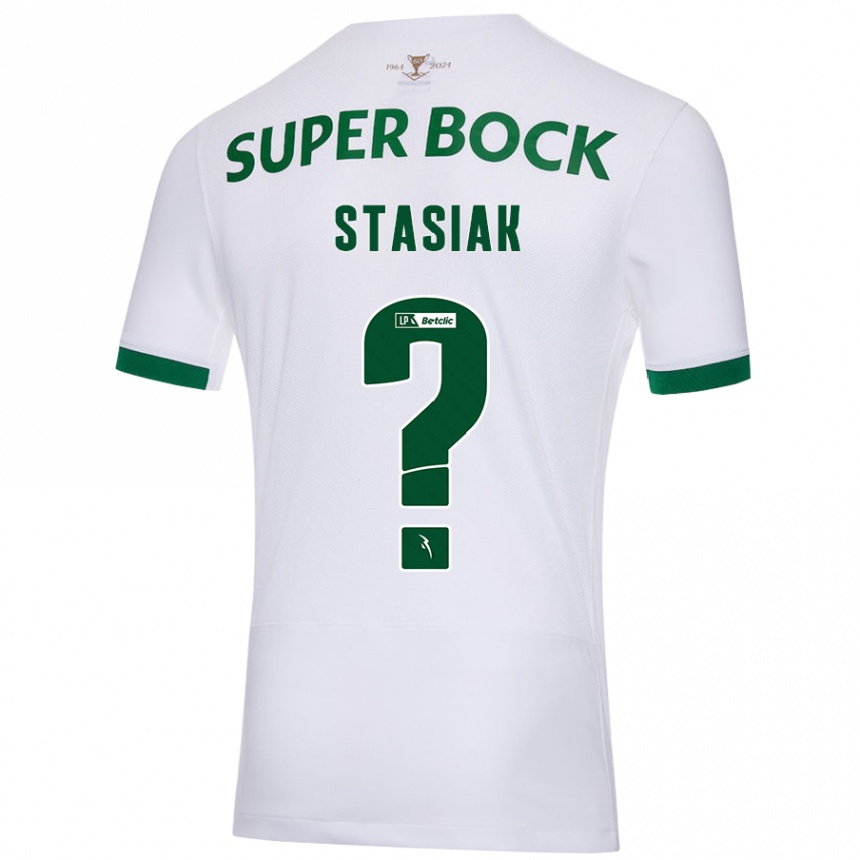 Women Football Jakub Stasiak #0 White Green Away Jersey 2024/25 T-Shirt Canada