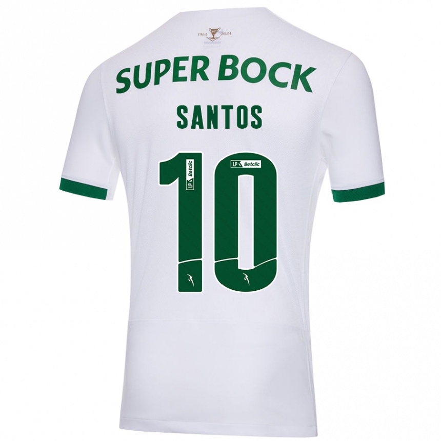 Women Football Guilherme Santos #10 White Green Away Jersey 2024/25 T-Shirt Canada