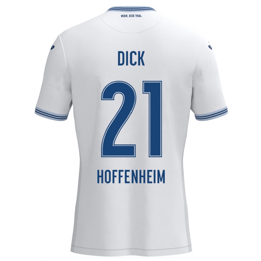 Women Football Laura Dick #21 White Blue Away Jersey 2024/25 T-Shirt Canada