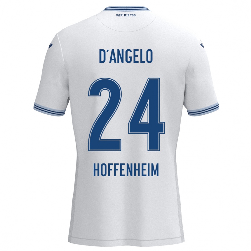 Women Football Chiara D'angelo #24 White Blue Away Jersey 2024/25 T-Shirt Canada