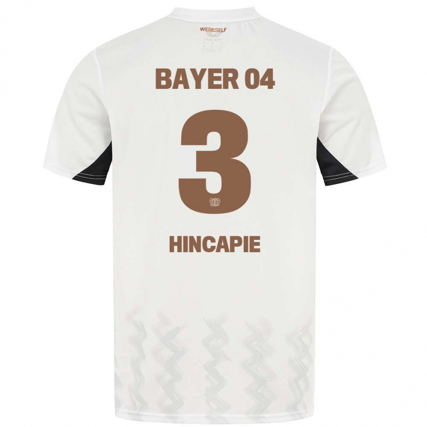 Women Football Piero Hincapié #3 White Black Away Jersey 2024/25 T-Shirt Canada