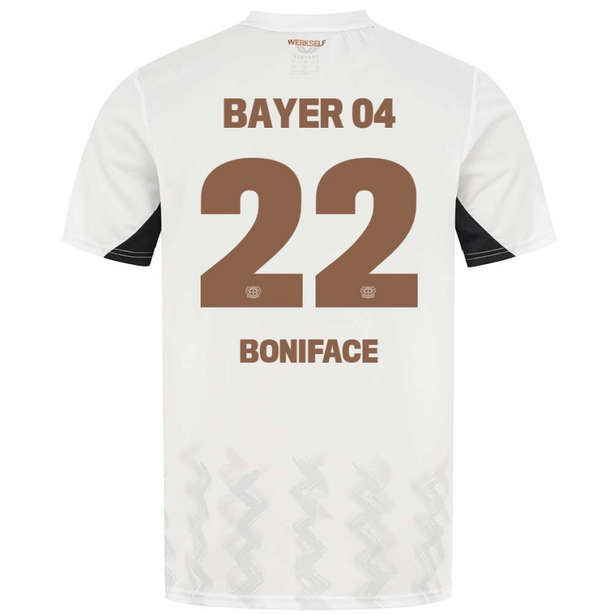 Women Football Victor Boniface #22 White Black Away Jersey 2024/25 T-Shirt Canada