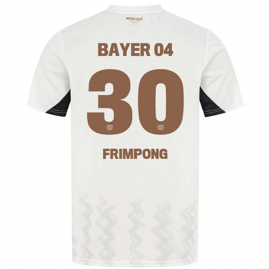 Women Football Jeremie Frimpong #30 White Black Away Jersey 2024/25 T-Shirt Canada