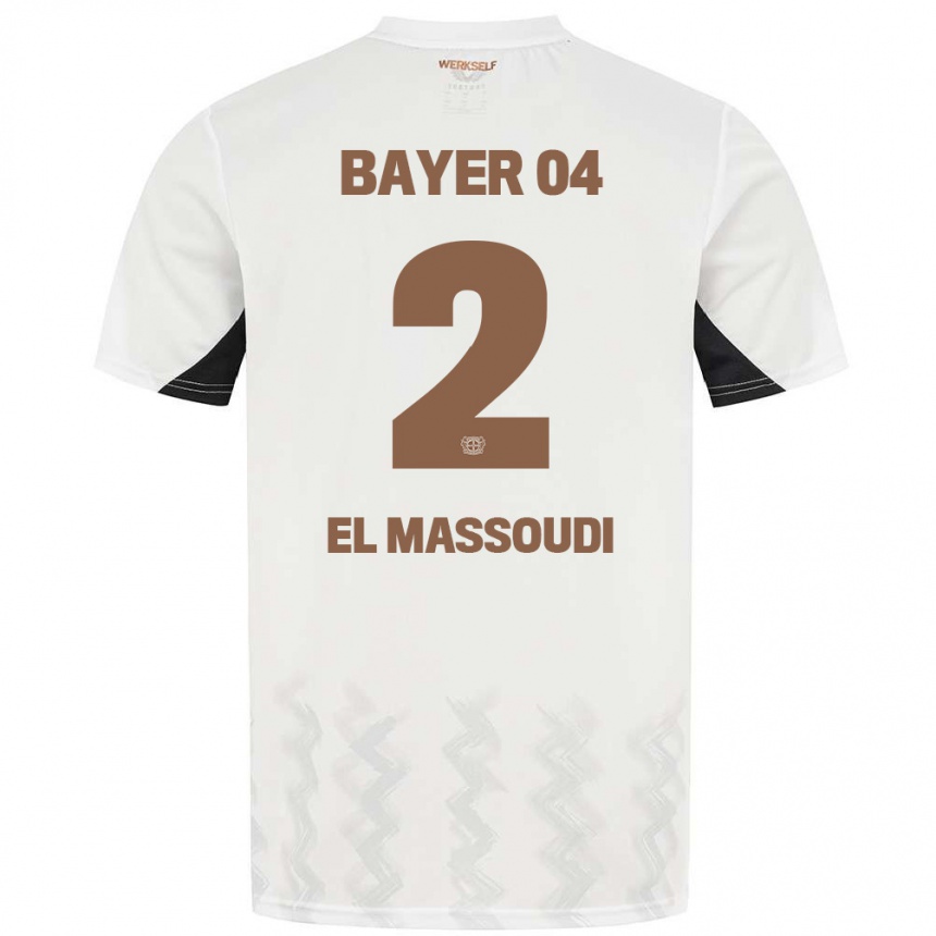 Women Football Nassim El Massoudi #2 White Black Away Jersey 2024/25 T-Shirt Canada