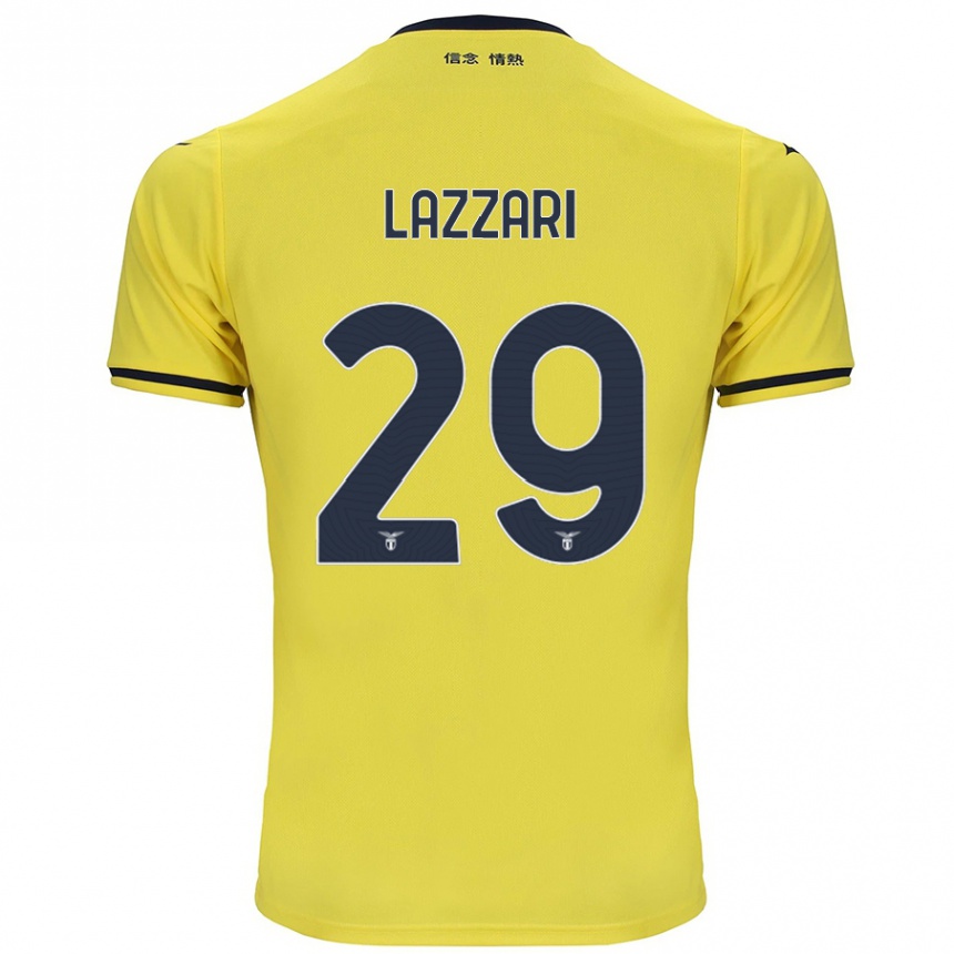 Women Football Manuel Lazzari #29 Yellow Away Jersey 2024/25 T-Shirt Canada