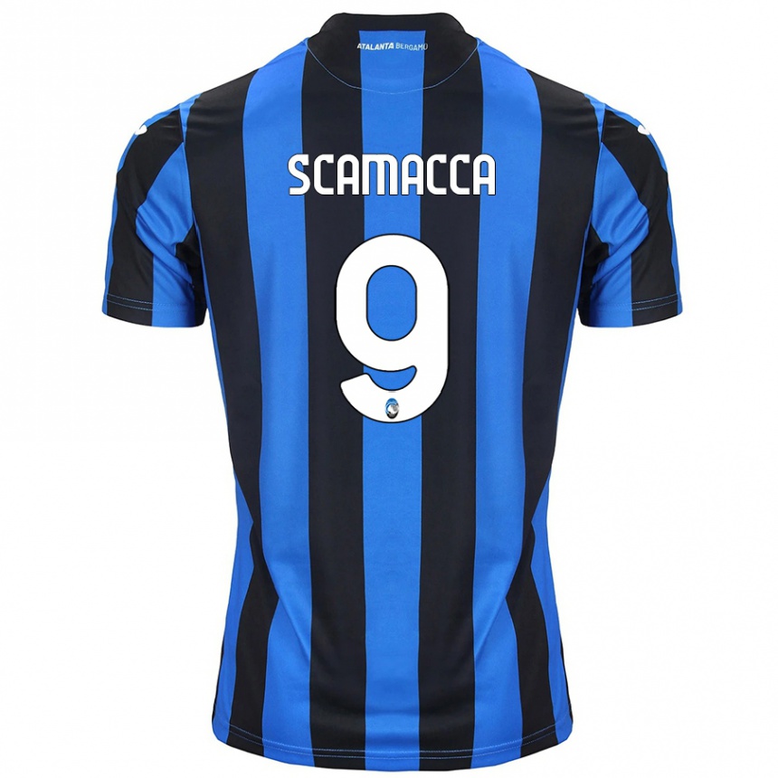 Enfant Football Maillot Gianluca Scamacca #9 Bleu Noir Tenues Domicile 2024/25 Canada