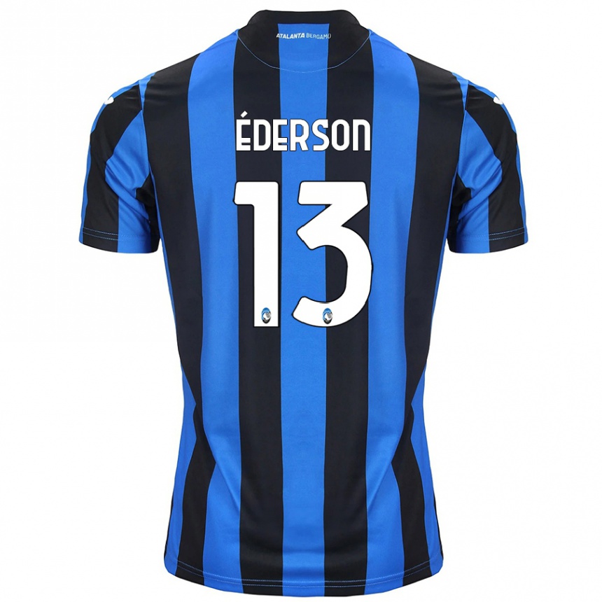 Kids Football Éderson #13 Blue Black Home Jersey 2024/25 T-Shirt Canada