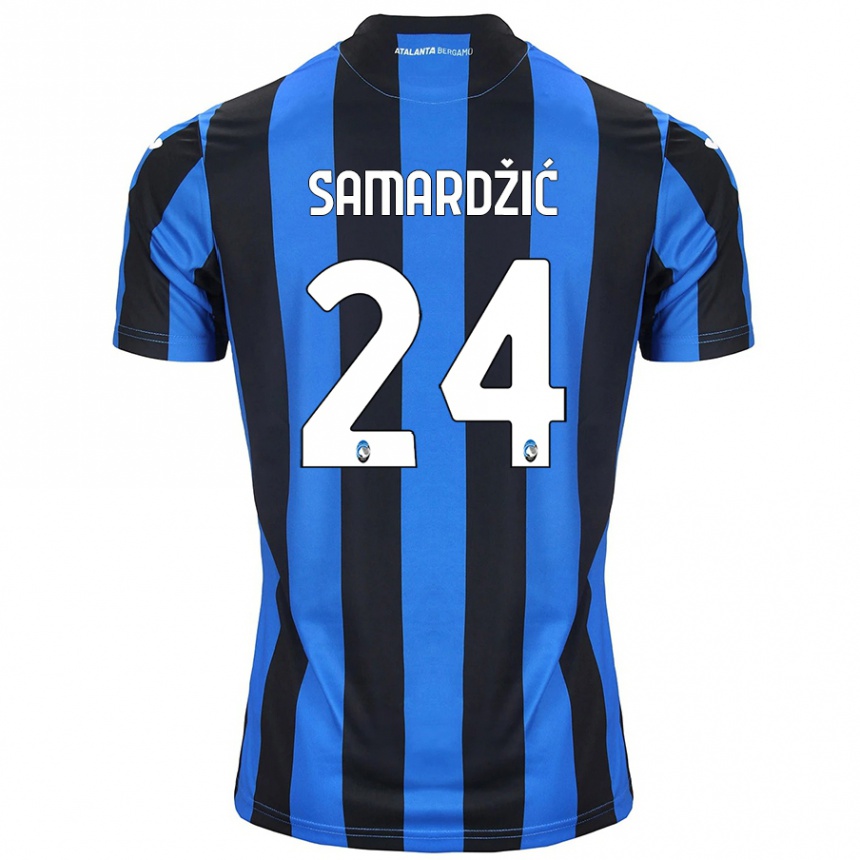 Kids Football Lazar Samardžić #24 Blue Black Home Jersey 2024/25 T-Shirt Canada