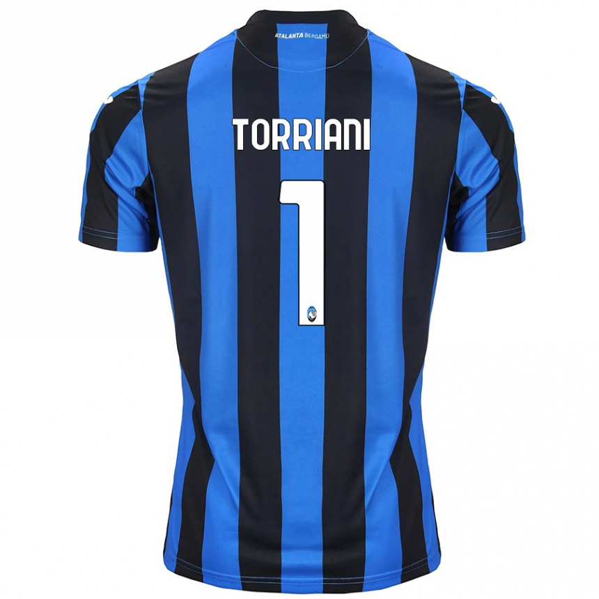 Kids Football Andrea Torriani #1 Blue Black Home Jersey 2024/25 T-Shirt Canada