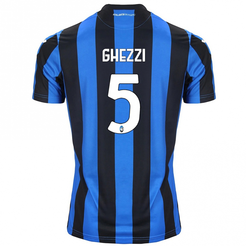 Kids Football Samuele Ghezzi #5 Blue Black Home Jersey 2024/25 T-Shirt Canada