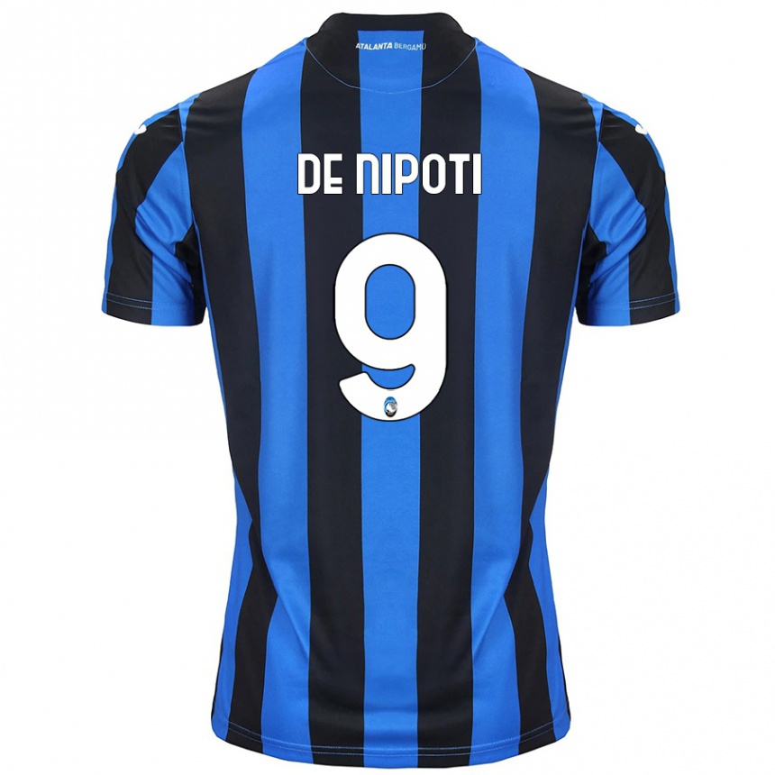 Kids Football Tommaso De Nipoti #9 Blue Black Home Jersey 2024/25 T-Shirt Canada