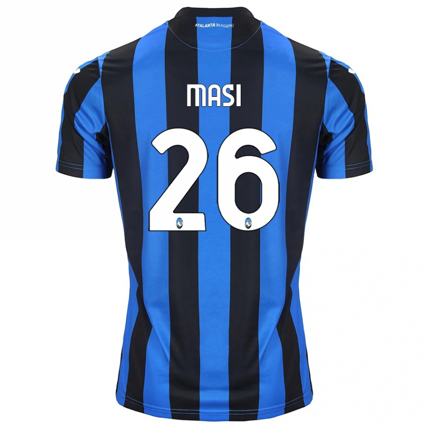 Kids Football Alberto Masi #26 Blue Black Home Jersey 2024/25 T-Shirt Canada