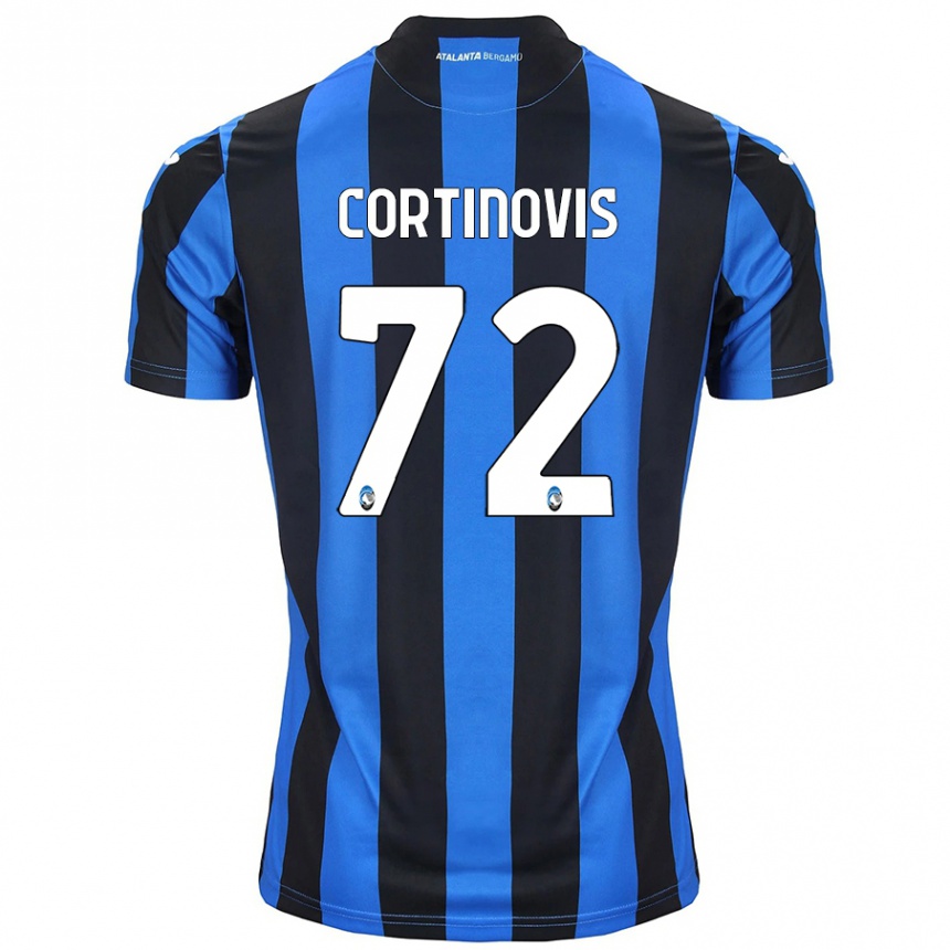 Kids Football Alessandro Cortinovis #72 Blue Black Home Jersey 2024/25 T-Shirt Canada