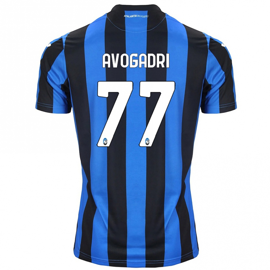 Kids Football Lorenzo Avogadri #77 Blue Black Home Jersey 2024/25 T-Shirt Canada