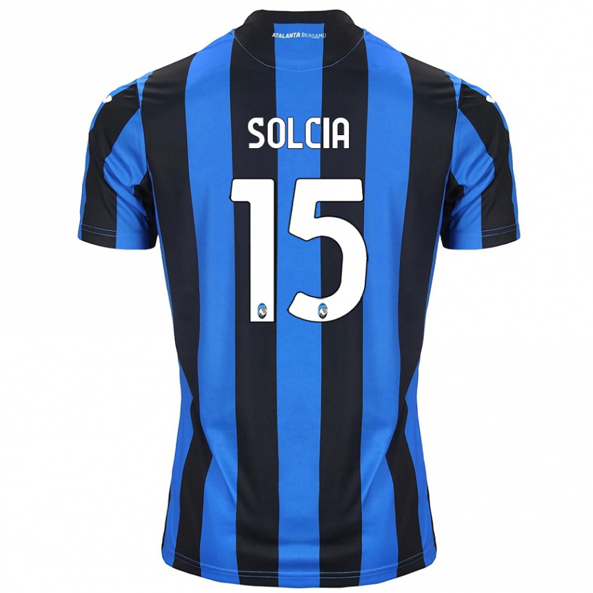 Kids Football Daniele Solcia #15 Blue Black Home Jersey 2024/25 T-Shirt Canada