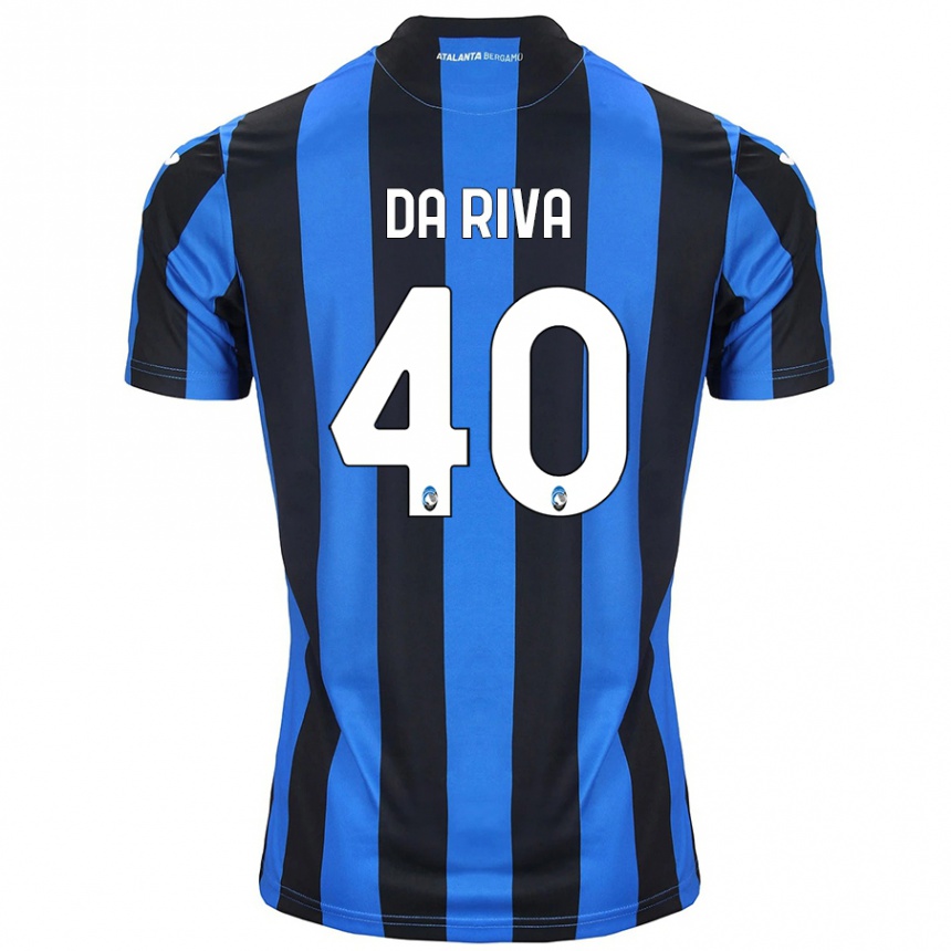 Kids Football Jacopo Da Riva #40 Blue Black Home Jersey 2024/25 T-Shirt Canada