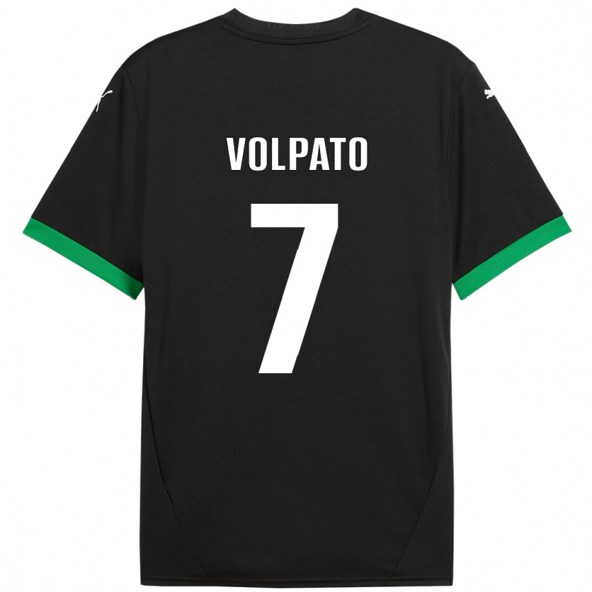 Kids Football Cristian Volpato #7 Black Dark Green Home Jersey 2024/25 T-Shirt Canada