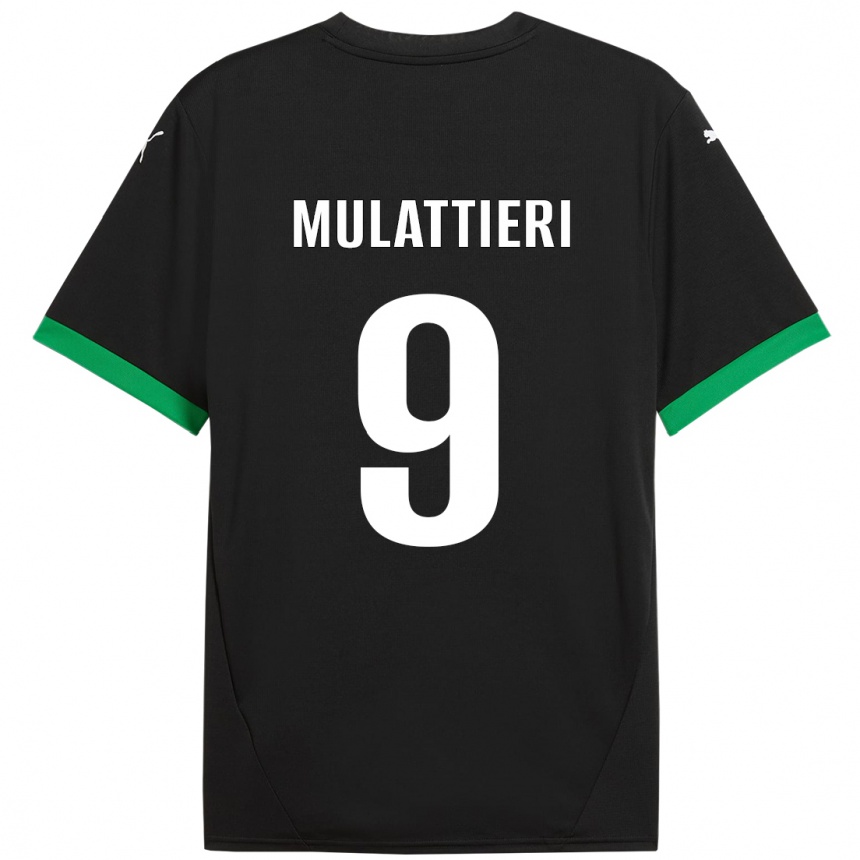 Kids Football Samuele Mulattieri #9 Black Dark Green Home Jersey 2024/25 T-Shirt Canada