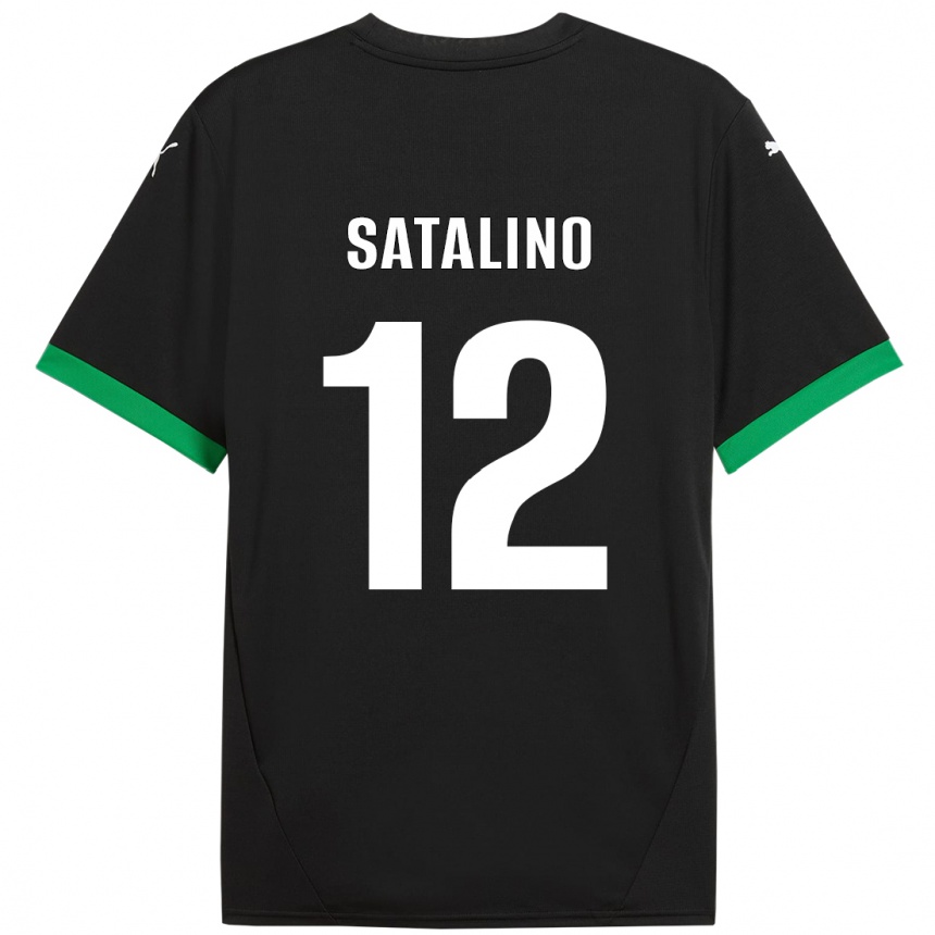 Kids Football Giacomo Satalino #12 Black Dark Green Home Jersey 2024/25 T-Shirt Canada