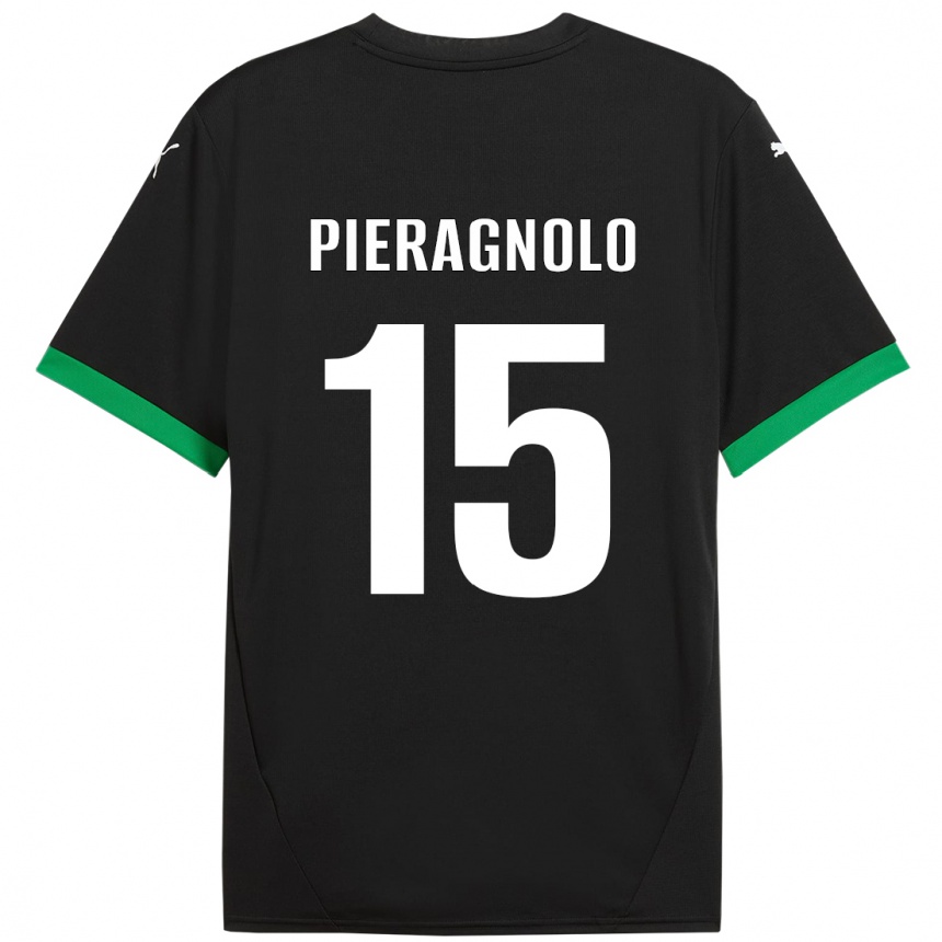 Kids Football Edoardo Pieragnolo #15 Black Dark Green Home Jersey 2024/25 T-Shirt Canada