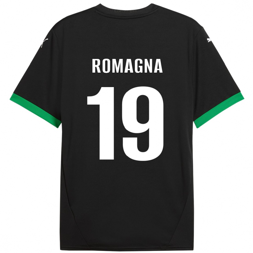 Kids Football Filippo Romagna #19 Black Dark Green Home Jersey 2024/25 T-Shirt Canada