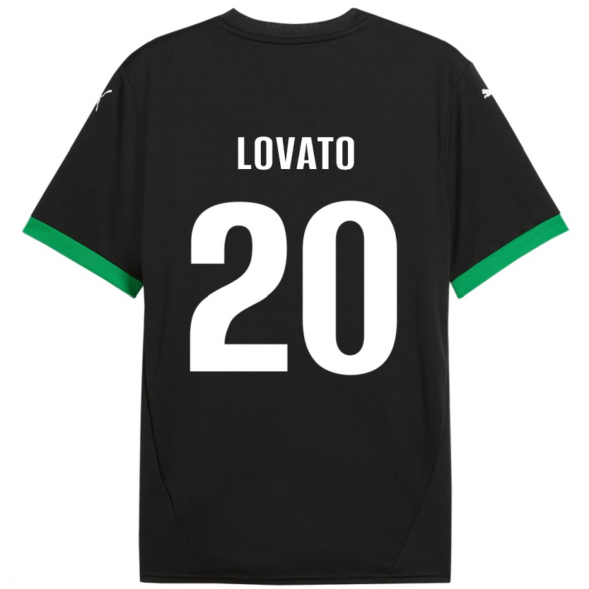 Kids Football Matteo Lovato #20 Black Dark Green Home Jersey 2024/25 T-Shirt Canada