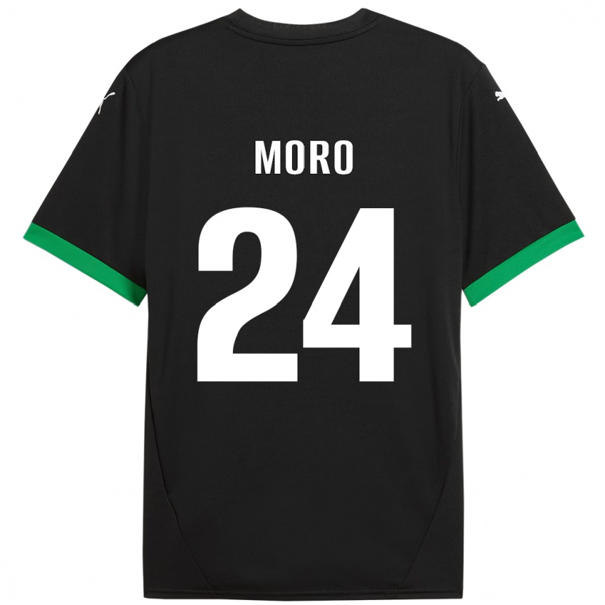 Kids Football Luca Moro #24 Black Dark Green Home Jersey 2024/25 T-Shirt Canada