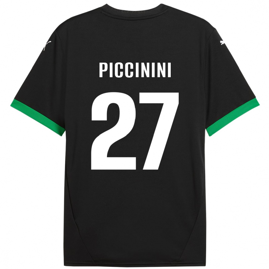 Kids Football Stefano Piccinini #27 Black Dark Green Home Jersey 2024/25 T-Shirt Canada