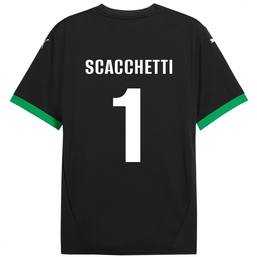 Kids Football Alessandro Scacchetti #1 Black Dark Green Home Jersey 2024/25 T-Shirt Canada