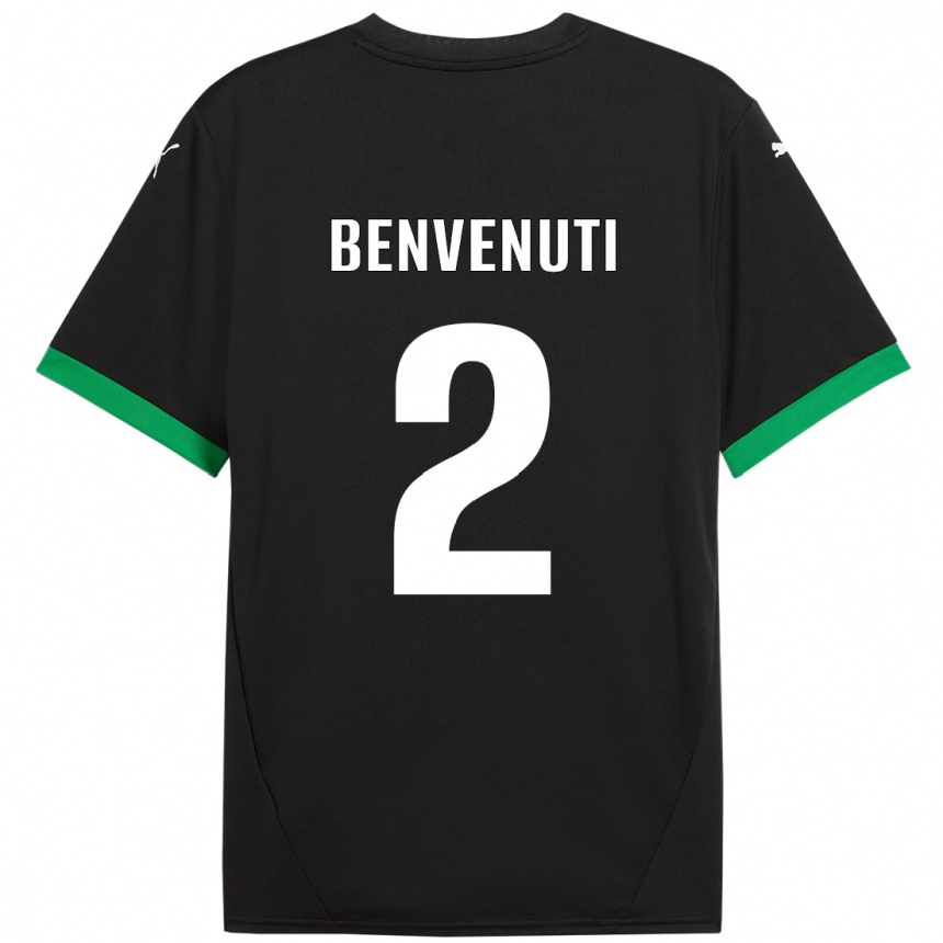 Kids Football Giacomo Benvenuti #2 Black Dark Green Home Jersey 2024/25 T-Shirt Canada