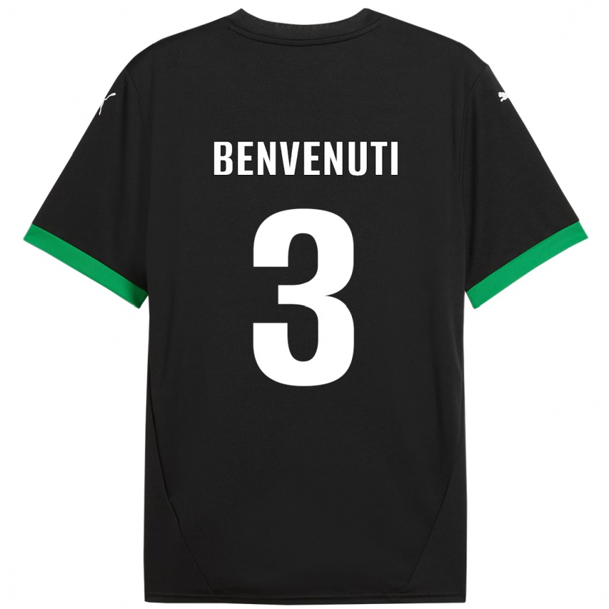 Kids Football Tommaso Benvenuti #3 Black Dark Green Home Jersey 2024/25 T-Shirt Canada