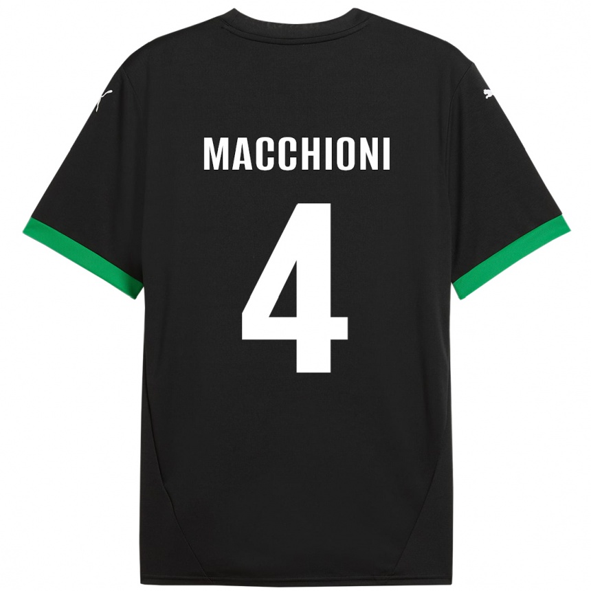 Kids Football Tommaso Macchioni #4 Black Dark Green Home Jersey 2024/25 T-Shirt Canada