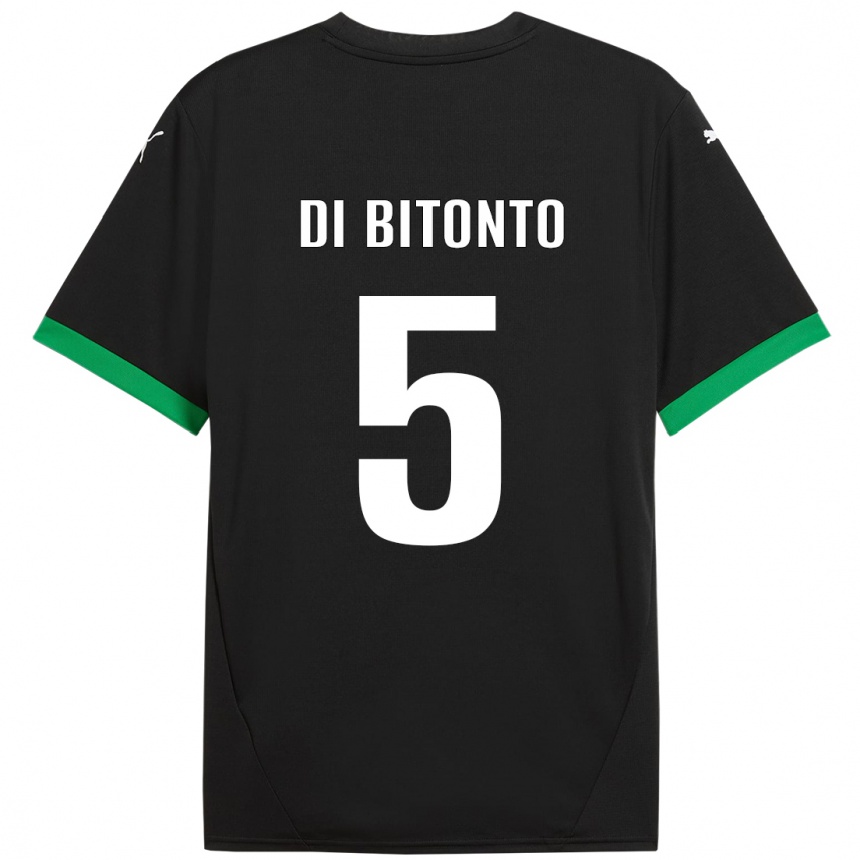 Kids Football Alessandro Di Bitonto #5 Black Dark Green Home Jersey 2024/25 T-Shirt Canada