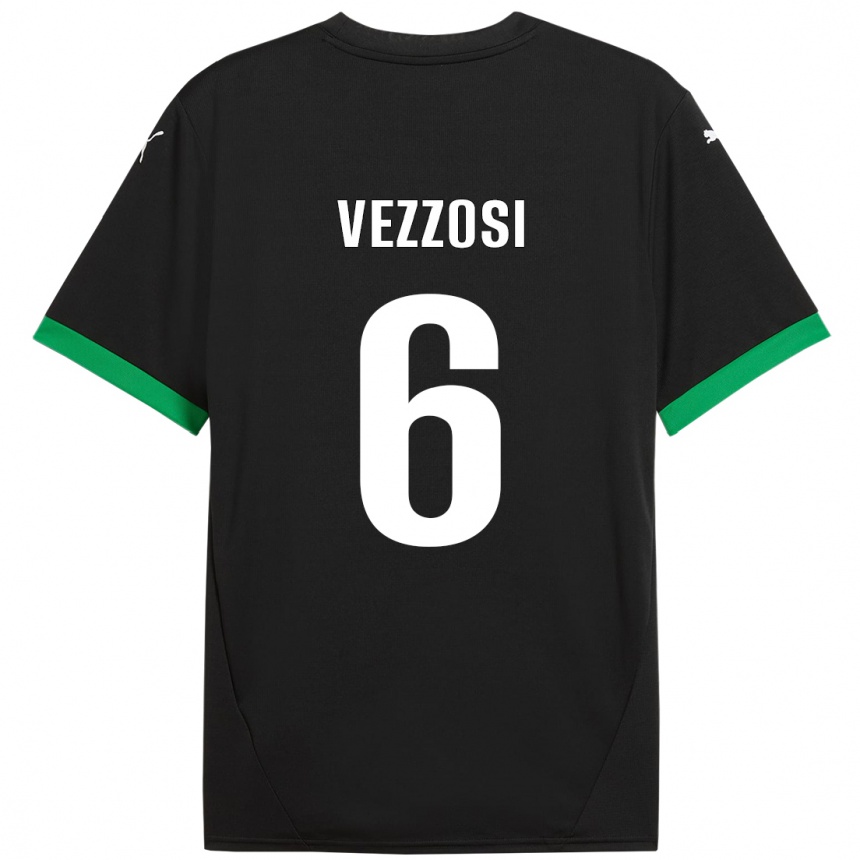 Kids Football Giorgio Vezzosi #6 Black Dark Green Home Jersey 2024/25 T-Shirt Canada