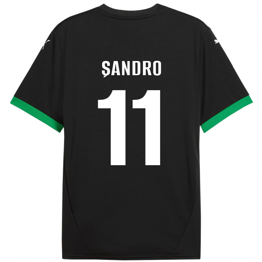 Kids Football Denis Șandro #11 Black Dark Green Home Jersey 2024/25 T-Shirt Canada