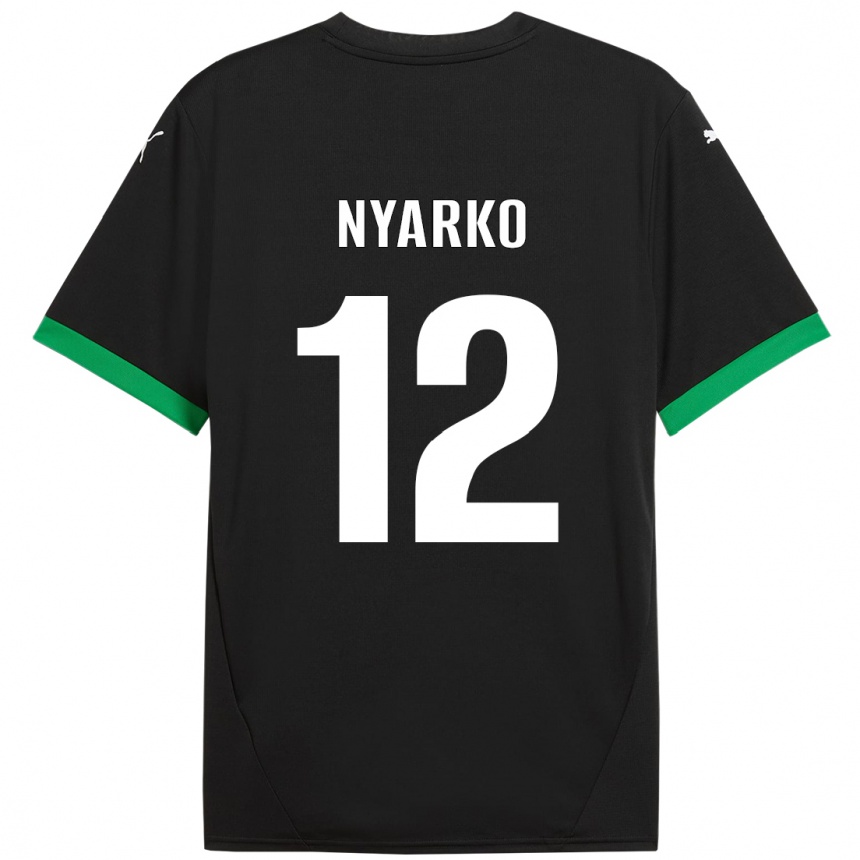 Kids Football Lorenzo Nyarko #12 Black Dark Green Home Jersey 2024/25 T-Shirt Canada