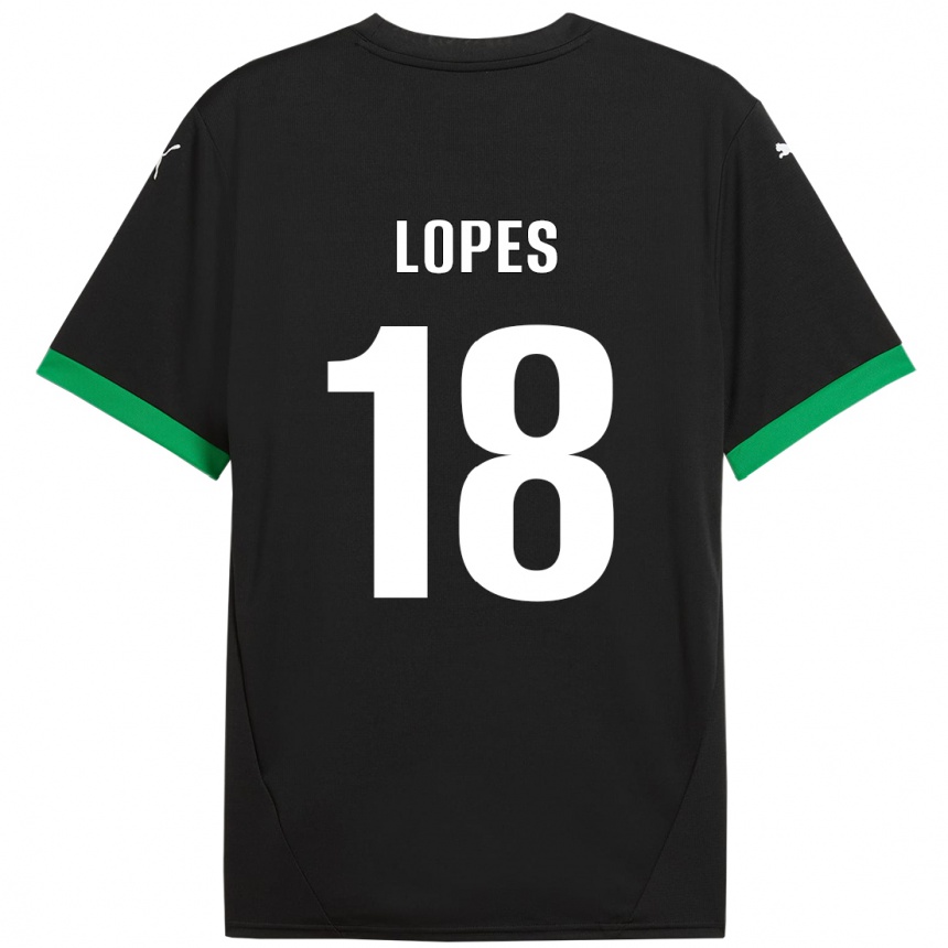 Kids Football Emerick Lopes #18 Black Dark Green Home Jersey 2024/25 T-Shirt Canada