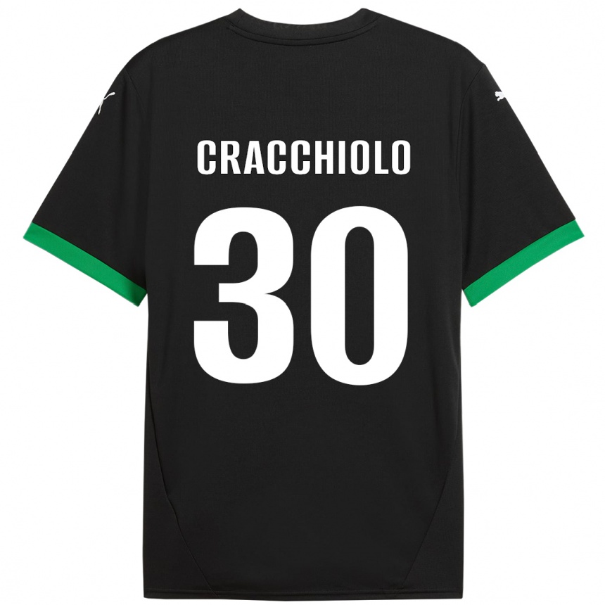 Kids Football Leonardo Cracchiolo #30 Black Dark Green Home Jersey 2024/25 T-Shirt Canada