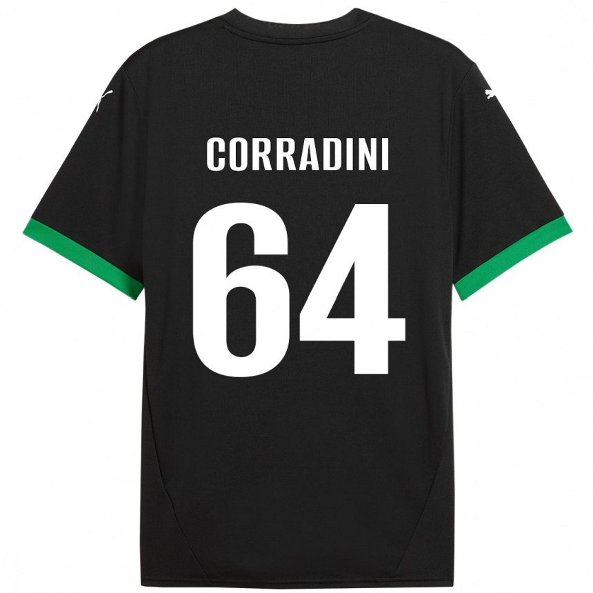 Kids Football Francesco Corradini #64 Black Dark Green Home Jersey 2024/25 T-Shirt Canada