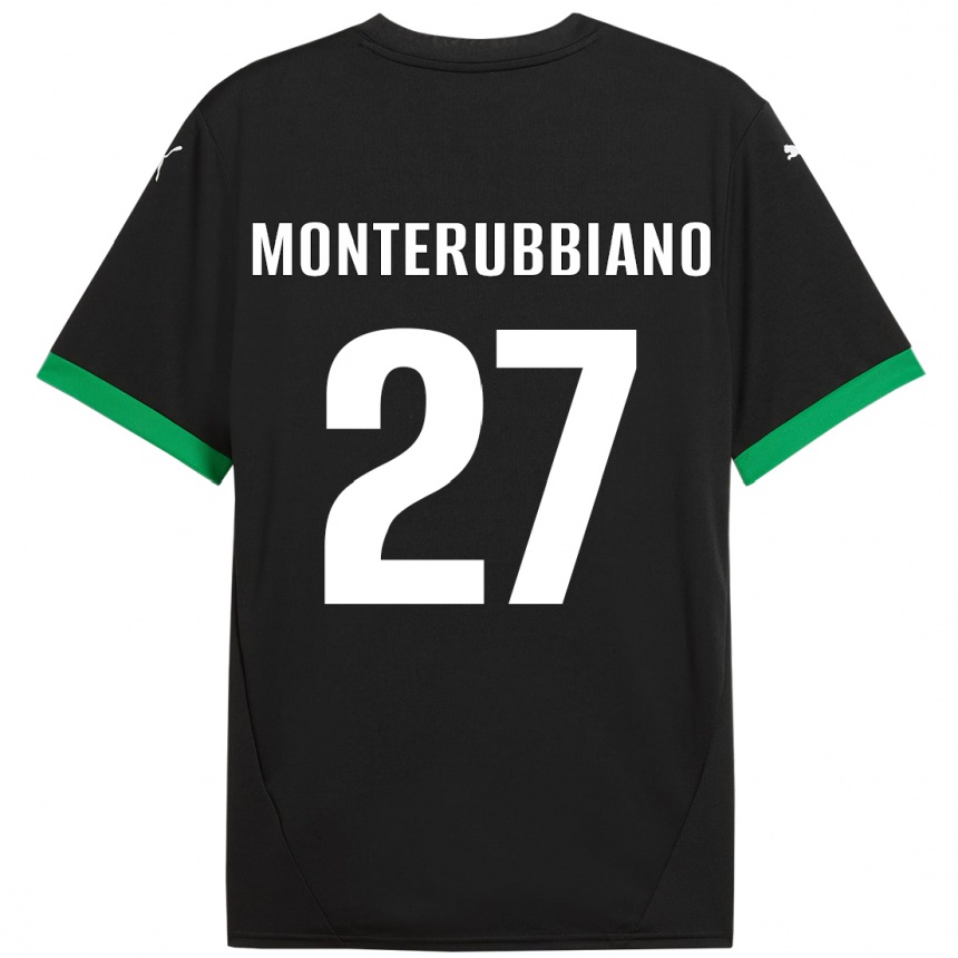 Kids Football Valeria Monterubbiano #27 Black Dark Green Home Jersey 2024/25 T-Shirt Canada