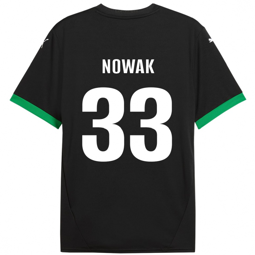 Kids Football Julie Nowak #33 Black Dark Green Home Jersey 2024/25 T-Shirt Canada