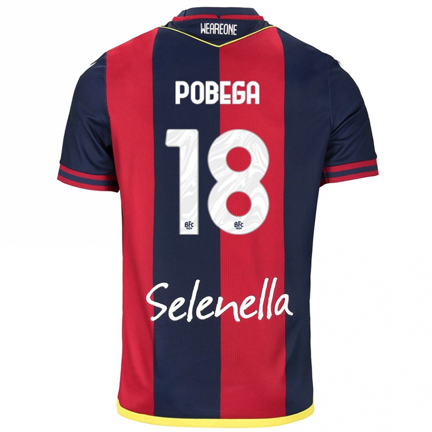 Kids Football Tommaso Pobega #18 Red Royal Blue Home Jersey 2024/25 T-Shirt Canada