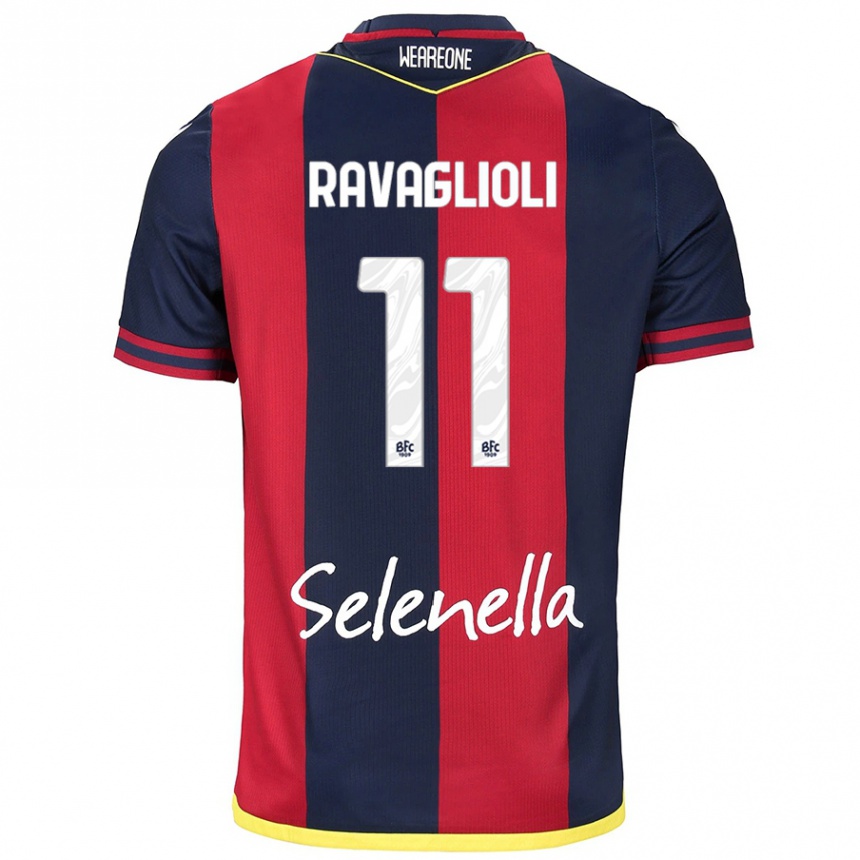 Kids Football Tommaso Ravaglioli #11 Red Royal Blue Home Jersey 2024/25 T-Shirt Canada