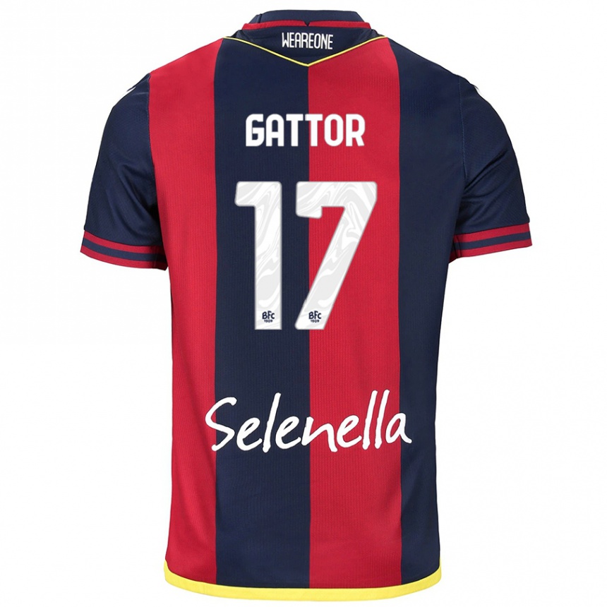 Kids Football Gianluca Gattor #17 Red Royal Blue Home Jersey 2024/25 T-Shirt Canada