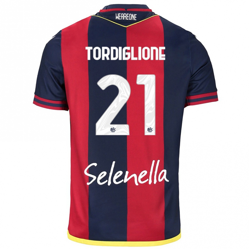 Enfant Football Maillot Nicolò Tordiglione #21 Rouge Bleu Royal Tenues Domicile 2024/25 Canada