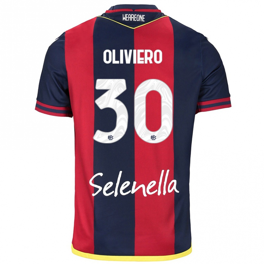 Kids Football Andrea Oliviero #30 Red Royal Blue Home Jersey 2024/25 T-Shirt Canada