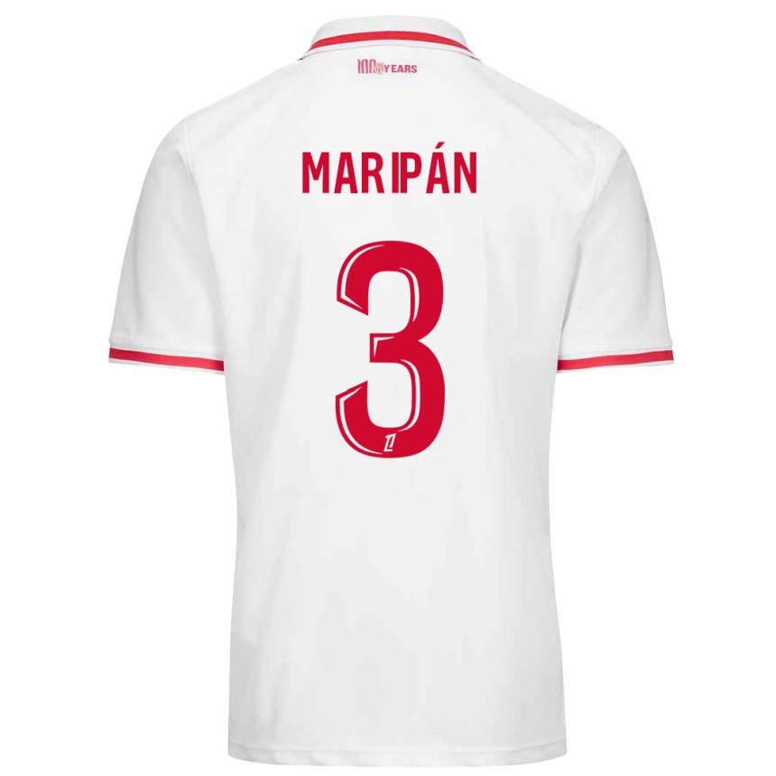 Kids Football Guillermo Maripán #3 White Red Home Jersey 2024/25 T-Shirt Canada