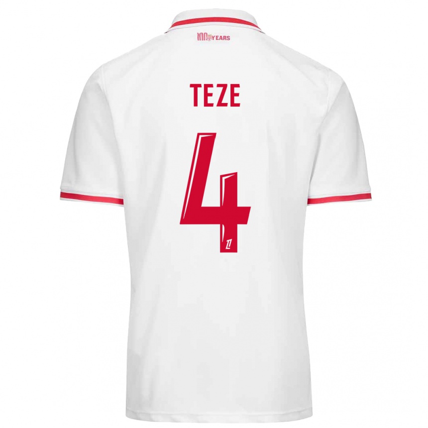 Kids Football Teze #4 White Red Home Jersey 2024/25 T-Shirt Canada