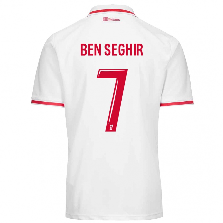 Kids Football Eliesse Ben Seghir #7 White Red Home Jersey 2024/25 T-Shirt Canada