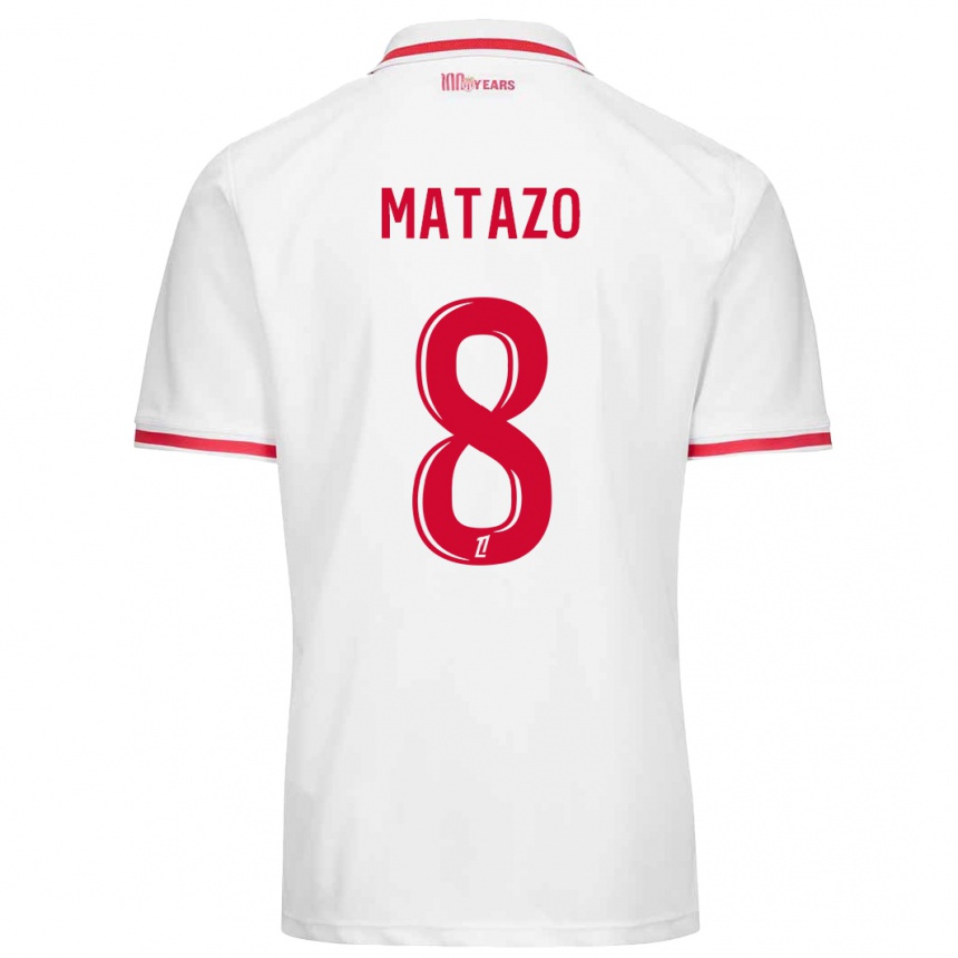 Kids Football Eliot Matazo #8 White Red Home Jersey 2024/25 T-Shirt Canada